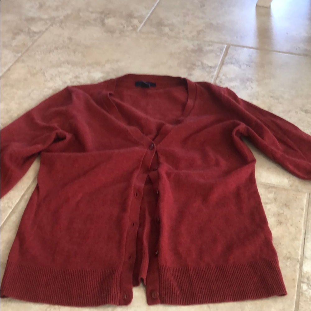 GAP Cherry Red Cardigan Sweater V-Neck - Picture 4 of 6